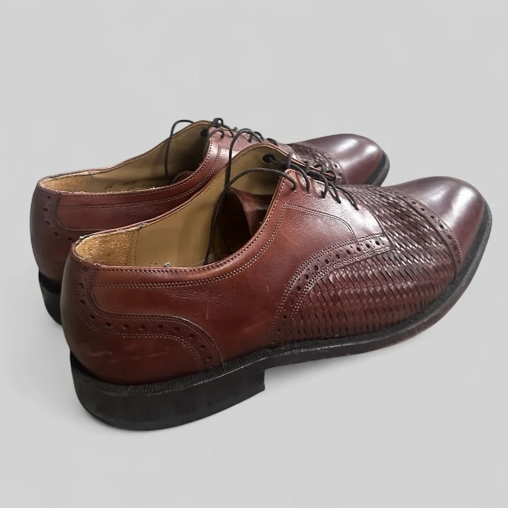 Johnston‎ & Murphy Ellsworth Cap Toe Woven Leather Dress Shoes Mens 10